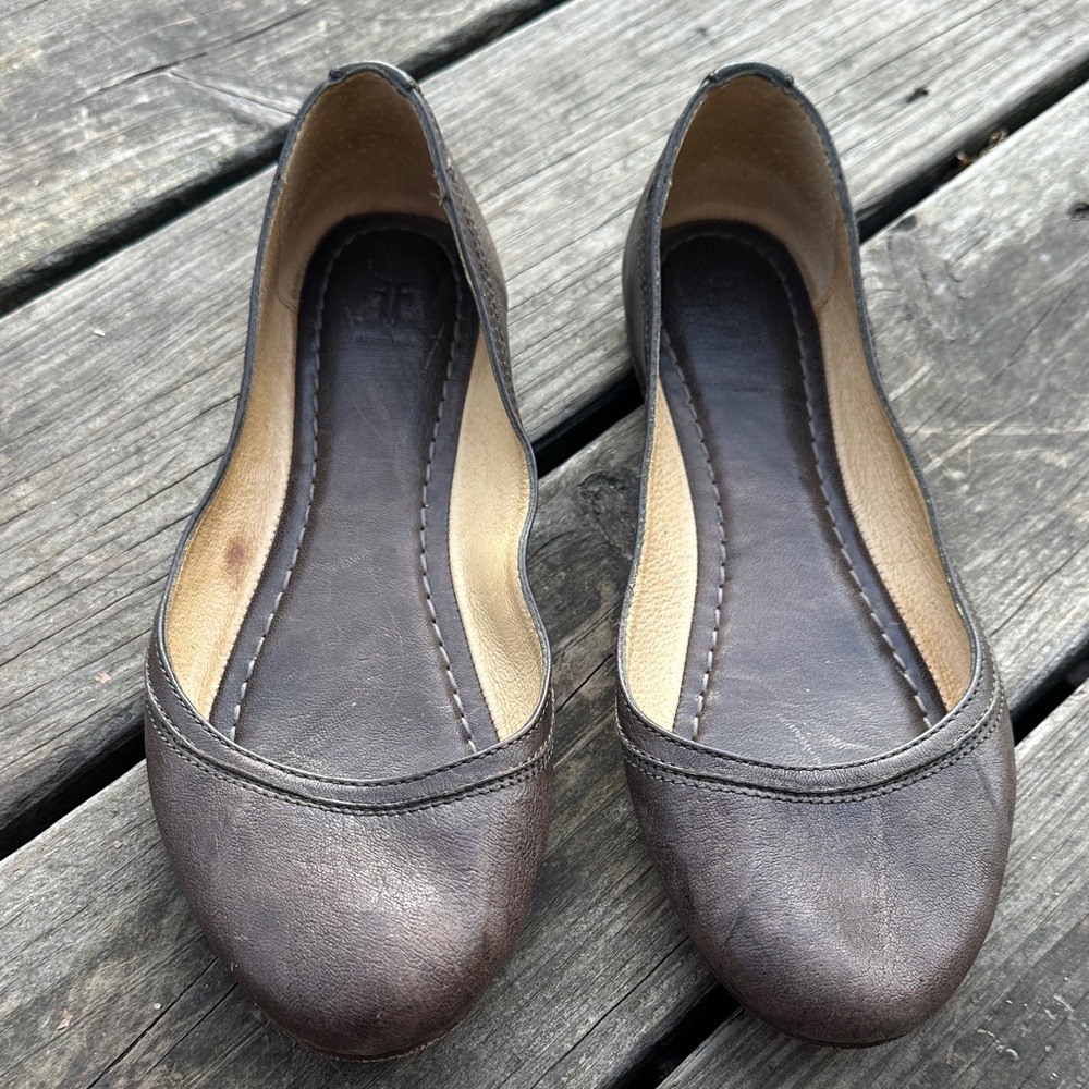 Frye Dark Brown Leather Flats
